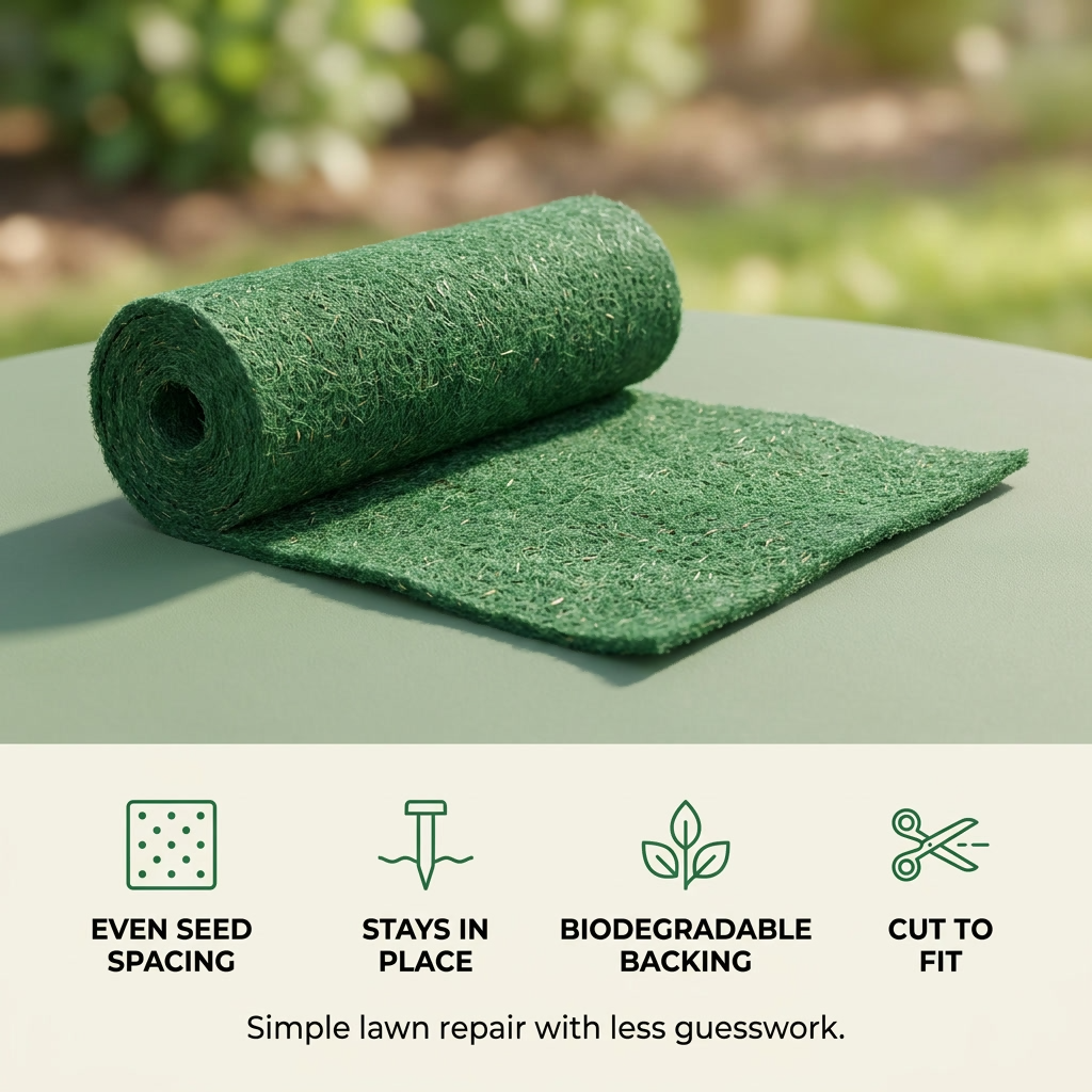 Tapis de semences de gazon, lot de 2 – Rouleaux biodégradables pour zones dégarnies