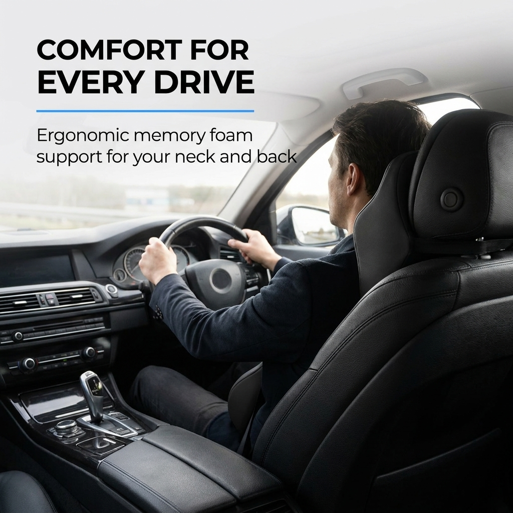 Autostoelkussen van traagschuim – ergonomische nek- en rugsteun voor extra comfort