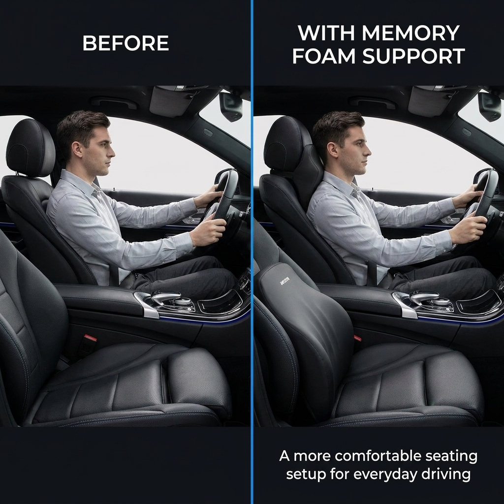 Autostoelkussen van traagschuim – ergonomische nek- en rugsteun voor extra comfort
