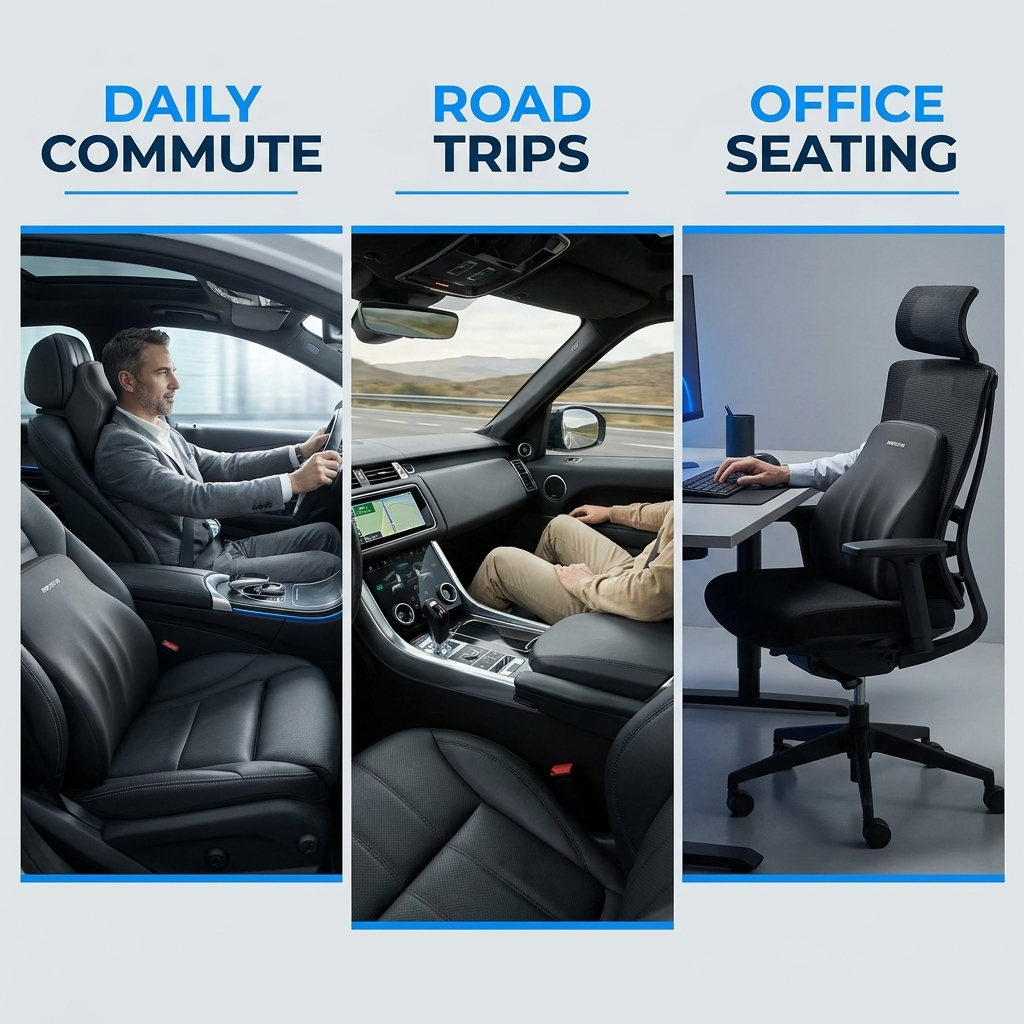 Autostoelkussen van traagschuim – ergonomische nek- en rugsteun voor extra comfort