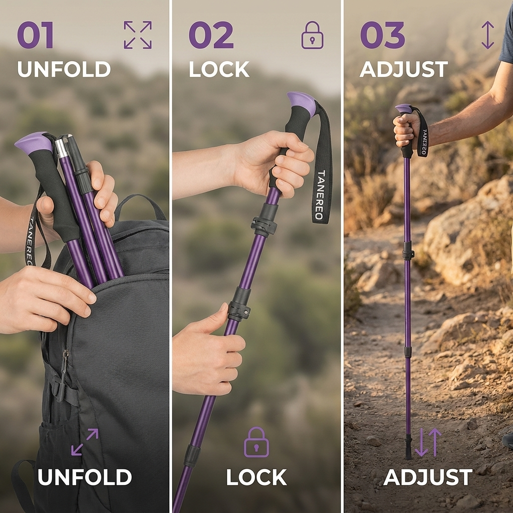 Trekking Poles – Fold to 35 cm and Adjust From 110 to 135 cm