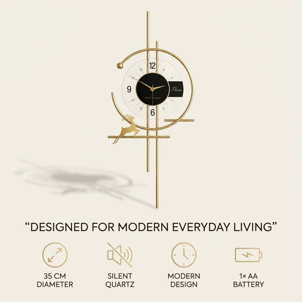 Wandklok – modern minimalistisch design met stil kwartsuurwerk en duidelijke analoge wijzerplaat