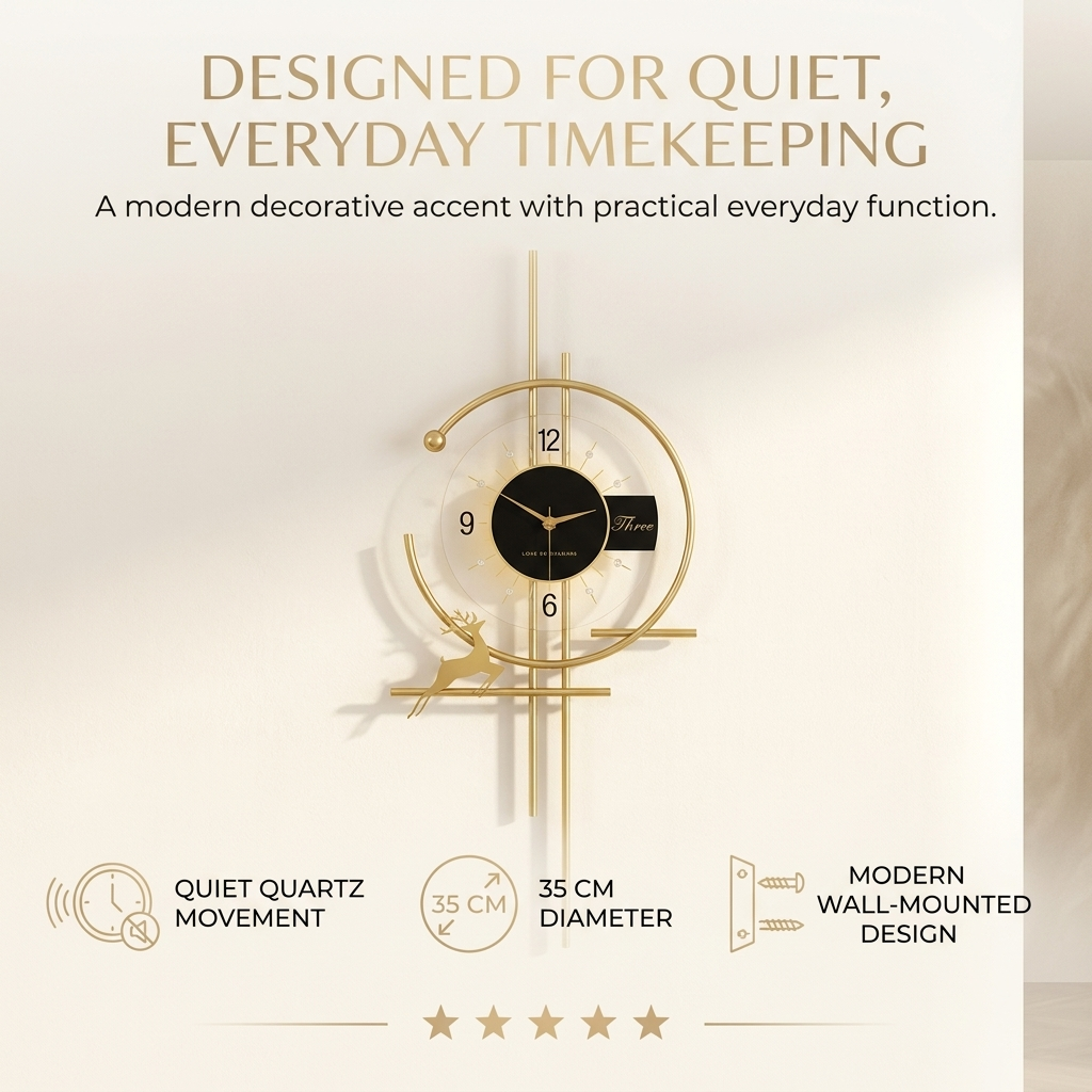 Wandklok – modern minimalistisch design met stil kwartsuurwerk en duidelijke analoge wijzerplaat