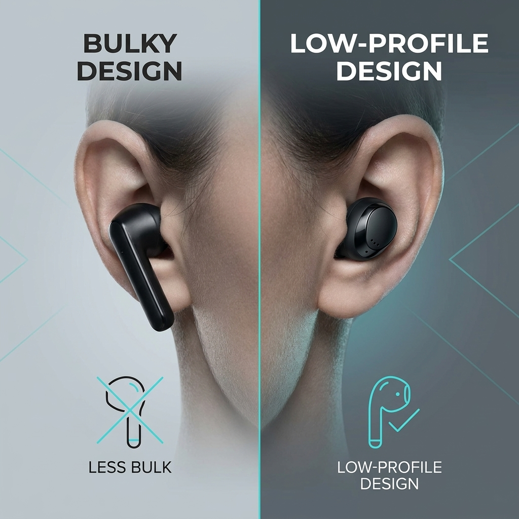 Draadloze earbuds met laag profiel – ultralicht ergonomisch ontwerp met lange batterijduur