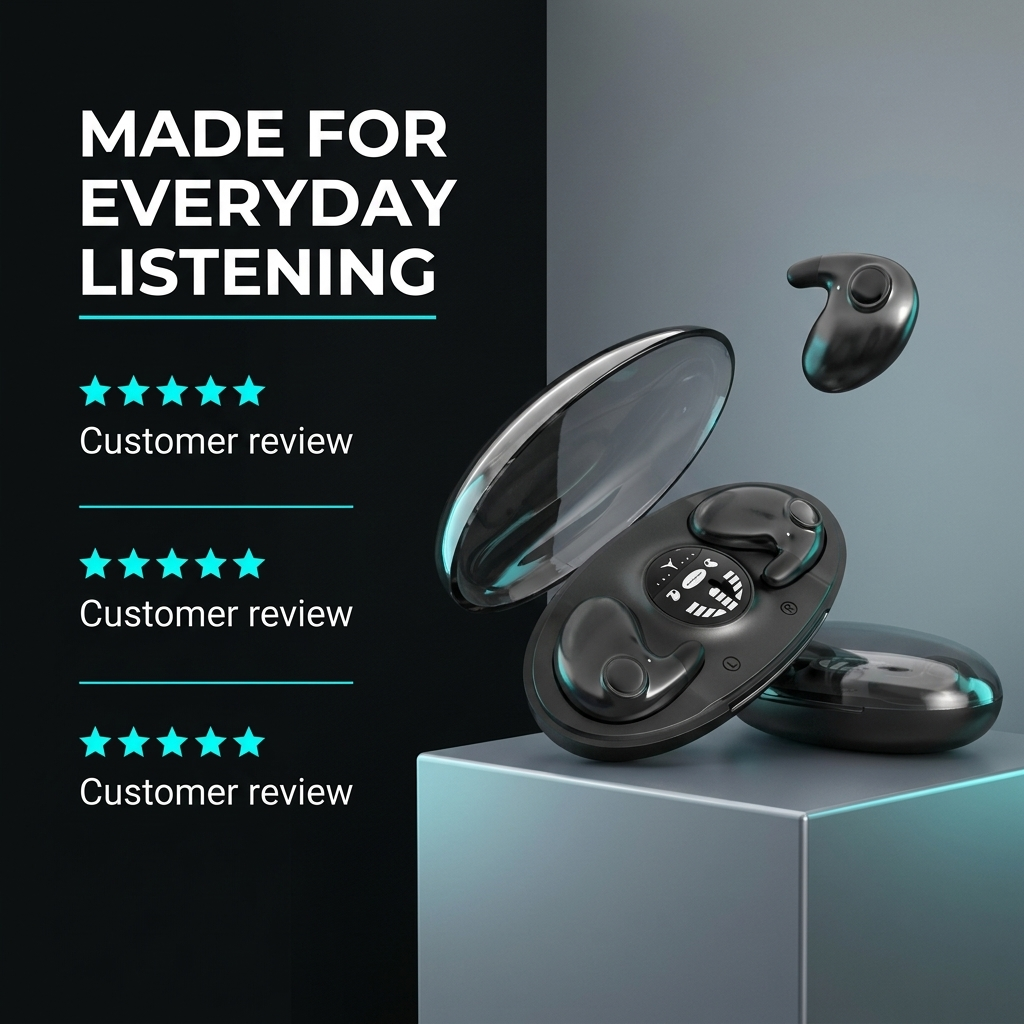 Draadloze earbuds met laag profiel – ultralicht ergonomisch ontwerp met lange batterijduur