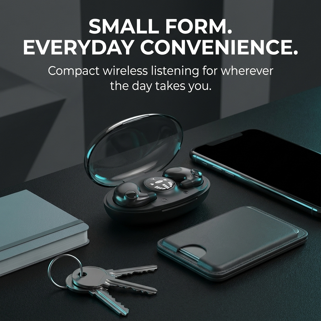 Wireless Low-Profile Earbuds – Ultra-Light Ergonomic Design with Long Battery Life