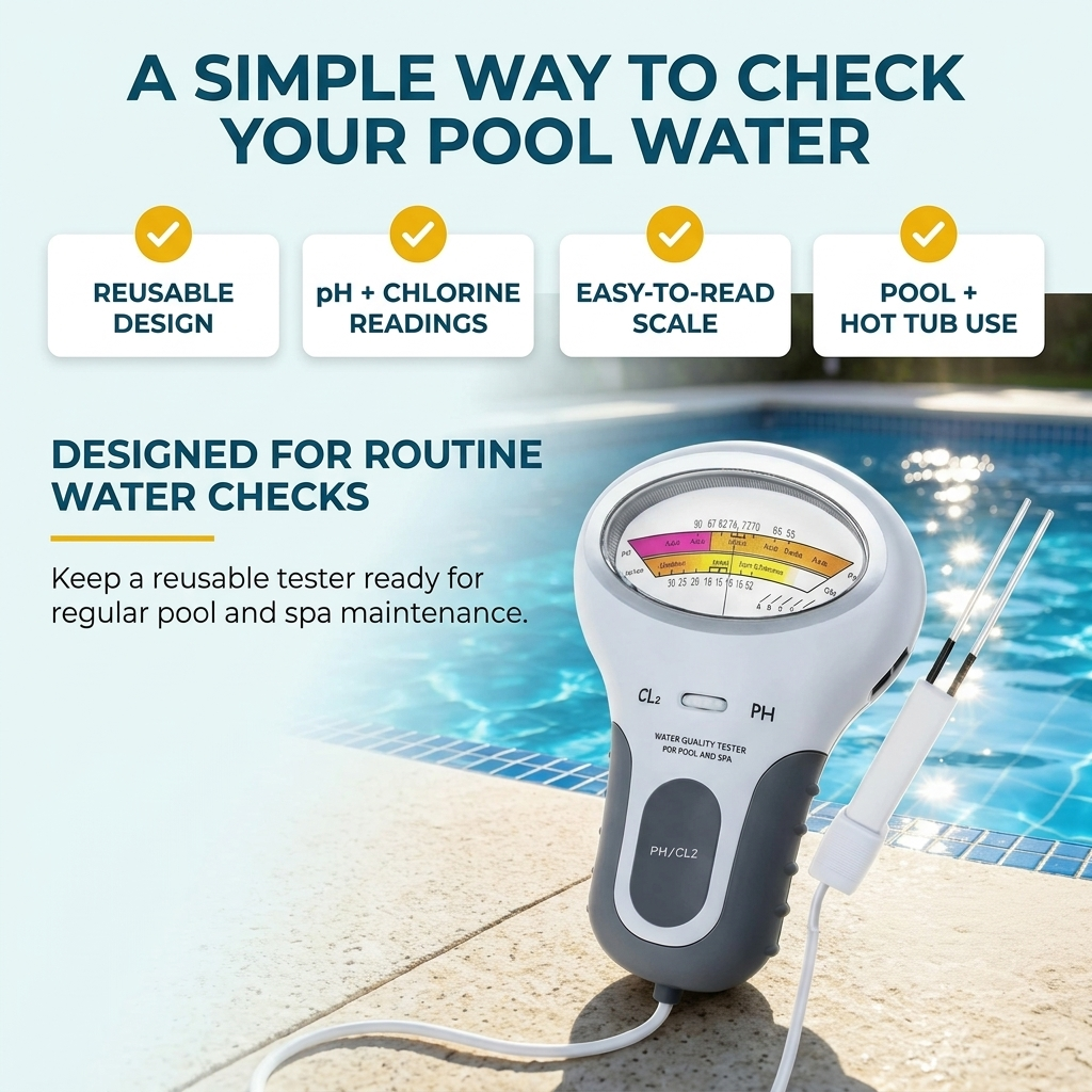Pool Water Tester – pH and Chlorine Readings with a Probe