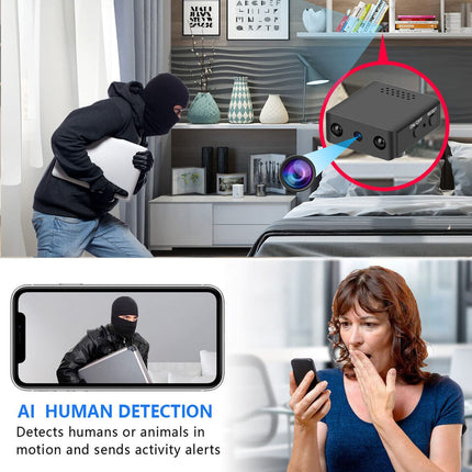 Compact Wi-Fi Security Camera with Night Vision and Wide-Angle Monitoring for Home Safety