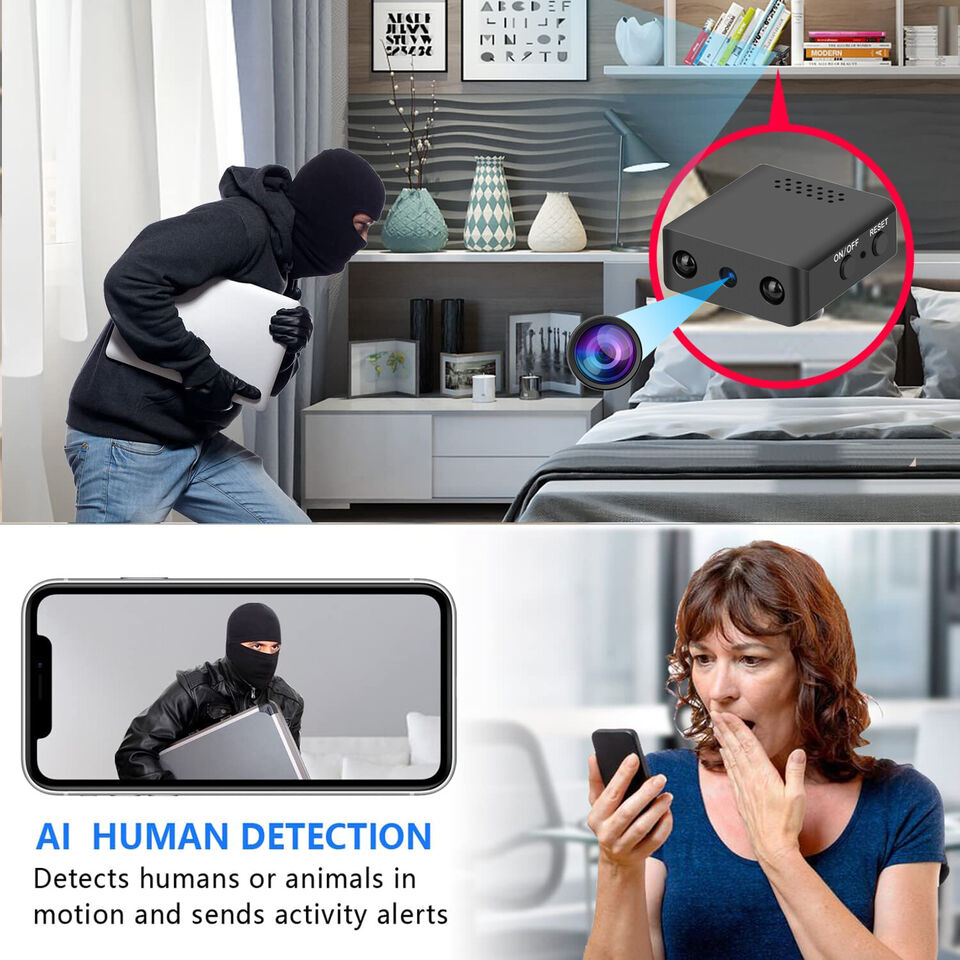 Caméra de sécurité Wi-Fi compacte avec vision nocturne et surveillance grand angle pour la sécurité domestique