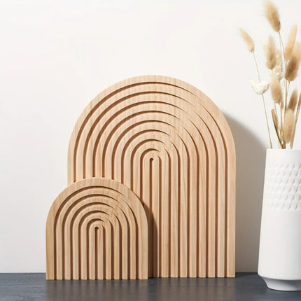 Wooden Wall Decoration – Minimalist Arch Design with Natural Texture & Versatile Display Use