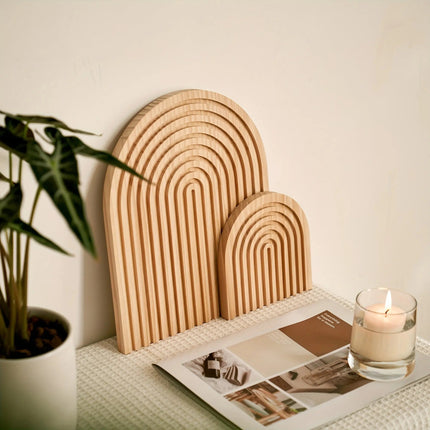 Wooden Wall Decoration – Minimalist Arch Design with Natural Texture & Versatile Display Use