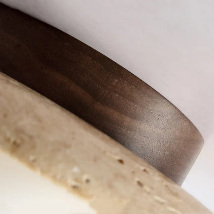 Ceiling-Mounted Travertine Light with Warm Integrated LED and Minimalist Natural Design