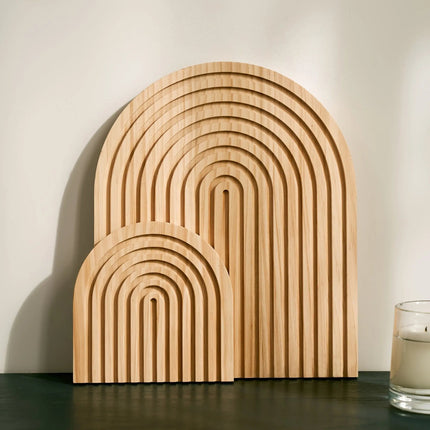 Wooden Wall Decoration – Minimalist Arch Design with Natural Texture & Versatile Display Use