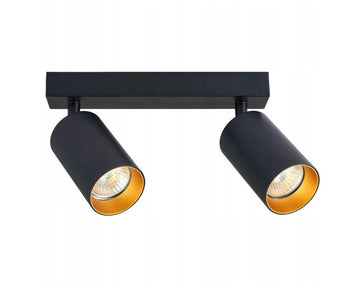 LumeCraft – 2-Spot Justerbar Loftlampe i Sort & Messing | Elegant Spotskinne med Drejelige Hoveder