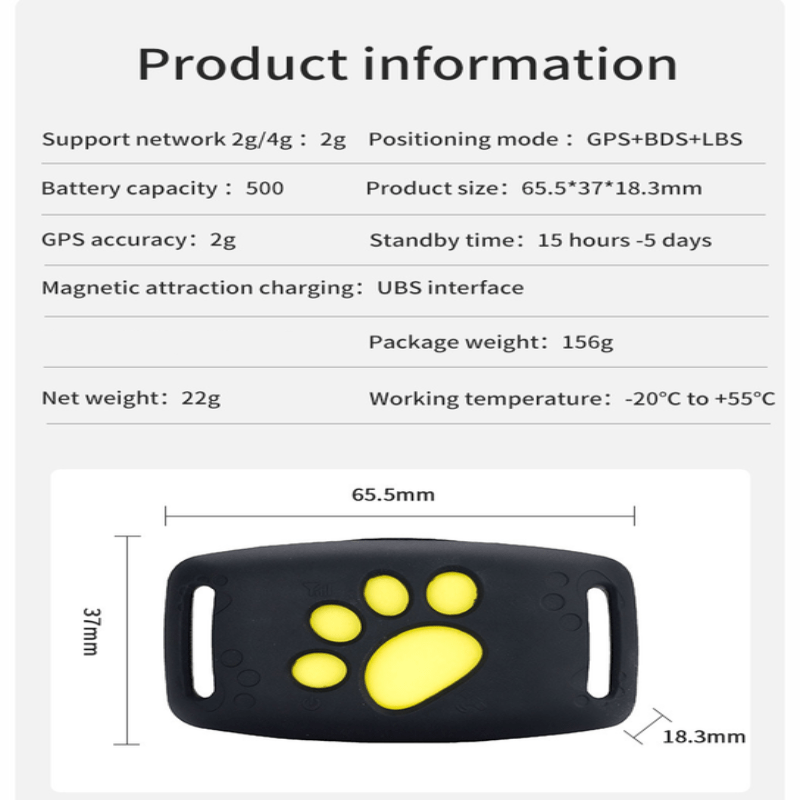 Pet Tracker for Dogs & Cats – Compact Collar Tag with App Location & Long Battery Life