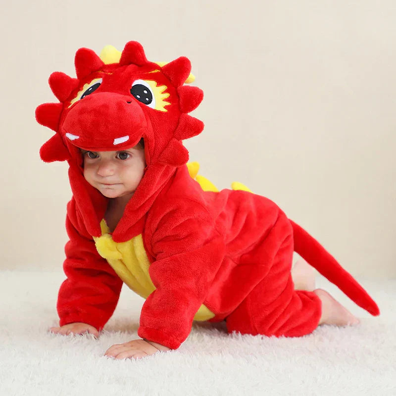 Grenouillère Bébé – Combinaison à Capuche en Flanelle Douce avec Motif Animal Ludique