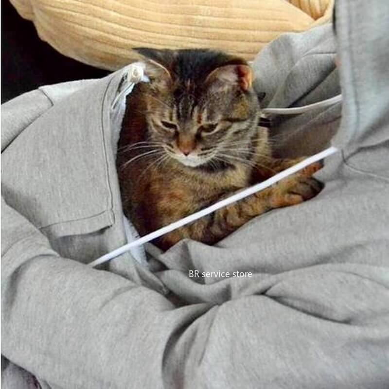 Sweat à capuche porte-chat – pull doux avec poche intégrée pour animal de compagnie pour un confort intérieur douillet