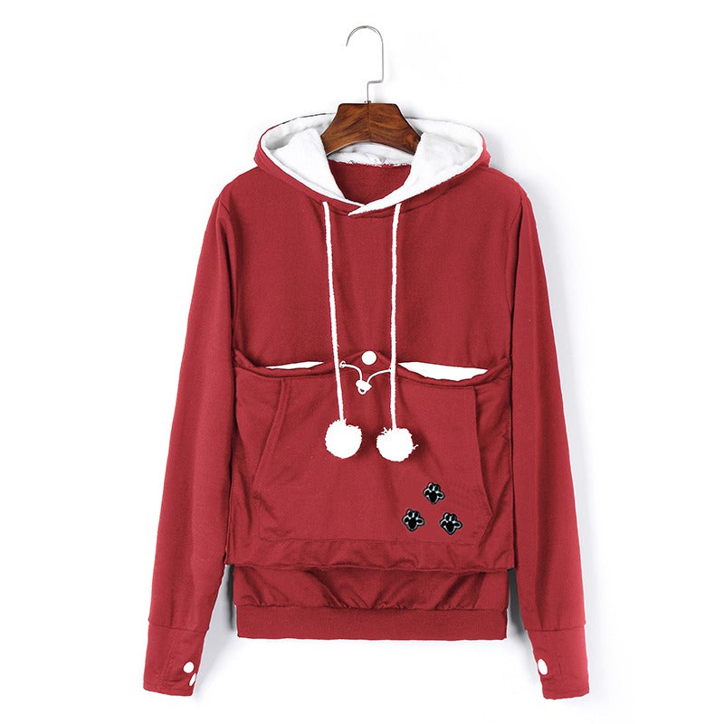 Cat Holder Hoodie – Soft Pullover with Integrated Pet Pouch for Cozy Indoor Comfort