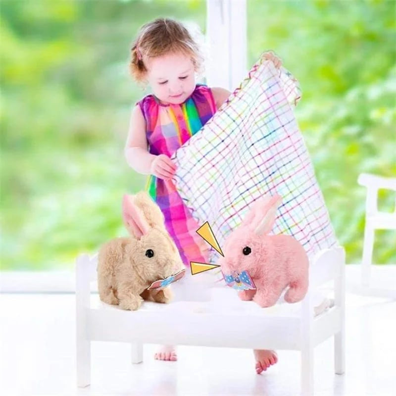 Lapin en peluche interactif – jouet électronique doux avec réponse au toucher et au son