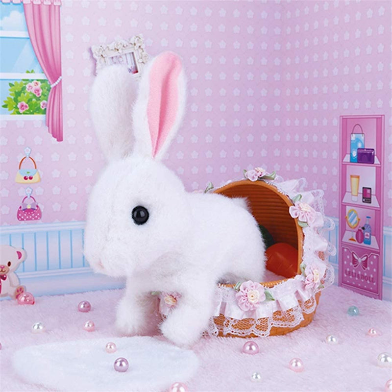 Lapin en peluche interactif – jouet électronique doux avec réponse au toucher et au son