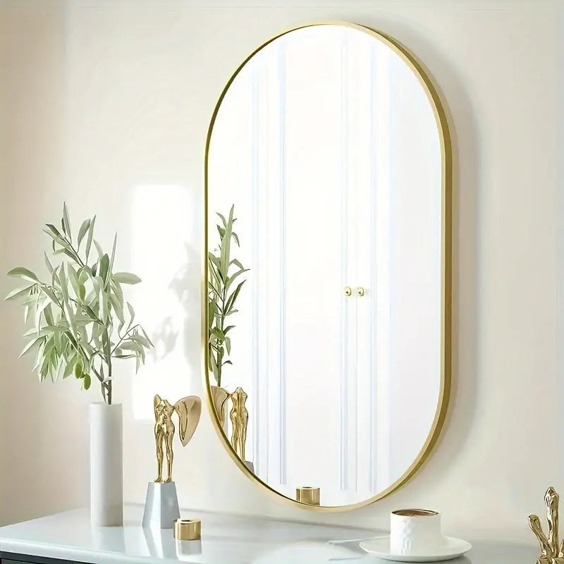 NordicMirror – Oval Vægspejl med Minimalistisk Keramisk Ramme