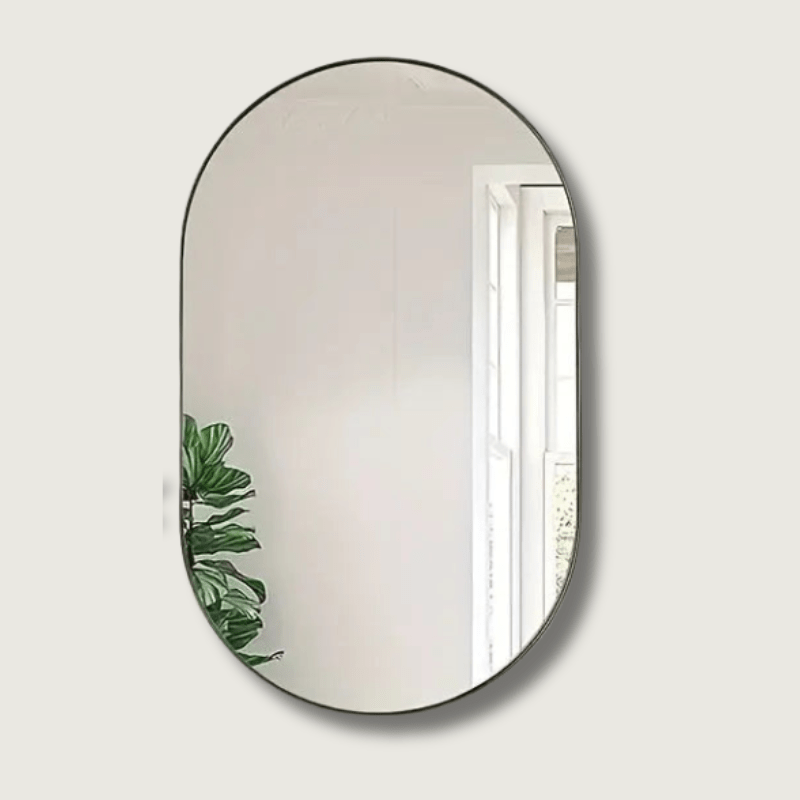 NordicMirror – Oval Vægspejl med Minimalistisk Keramisk Ramme