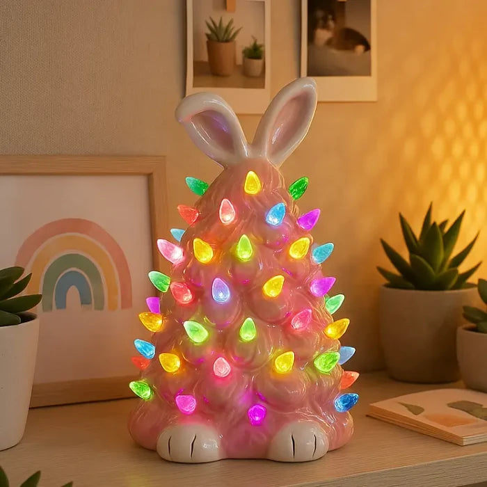 Pink Bunny Lamp – Soft Pink Rabbit Figure That Glows in Rainbow Colors