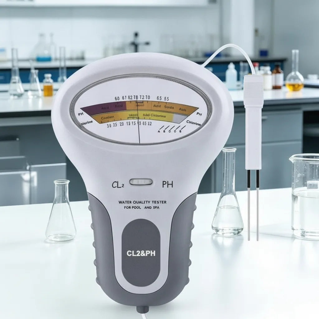 pH- und Chlormessgerät für Pool und Whirlpool mit analoger Anzeige und Sonde 4