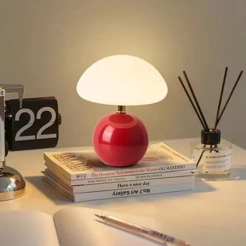 CremeLuxe – Fransk Mushroom Bordlampe med Blød Ambient Belysning