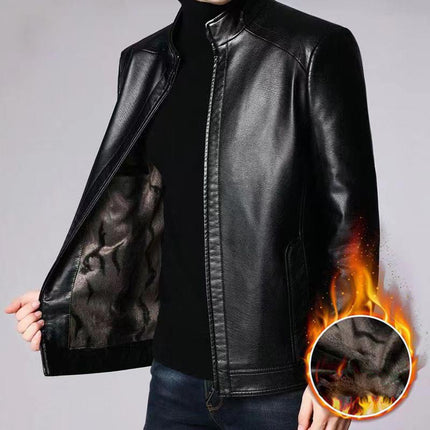 Men’s Warm Lined Jacket – Zip-Up Stand Collar for Cold Weather Wear