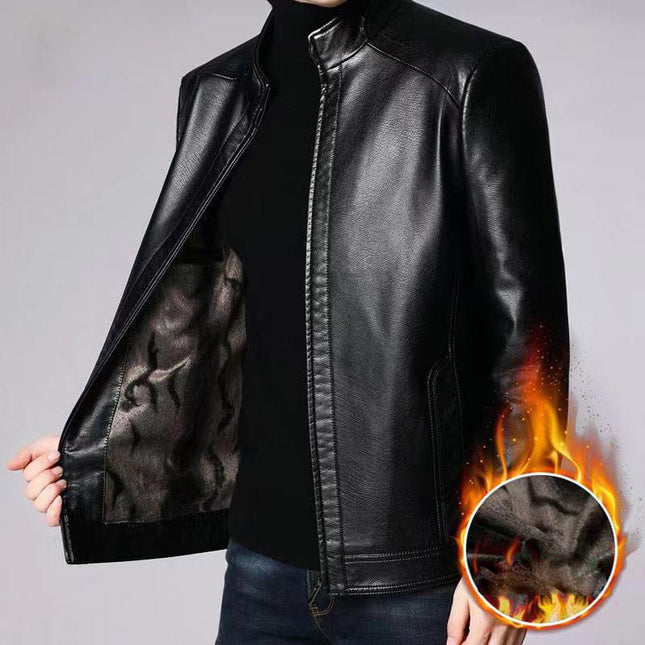 Men’s Warm Lined Jacket – Zip-Up Stand Collar for Cold Weather Wear