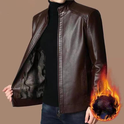 Men’s Warm Lined Jacket – Zip-Up Stand Collar for Cold Weather Wear