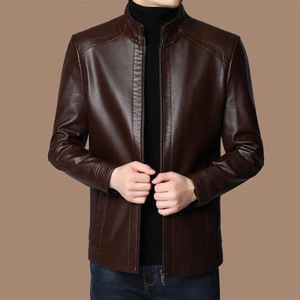 Men’s Warm Lined Jacket – Zip-Up Stand Collar for Cold Weather Wear
