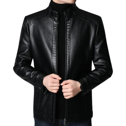 Men’s Warm Lined Jacket – Zip-Up Stand Collar for Cold Weather Wear