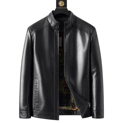 Men’s Warm Lined Jacket – Zip-Up Stand Collar for Cold Weather Wear