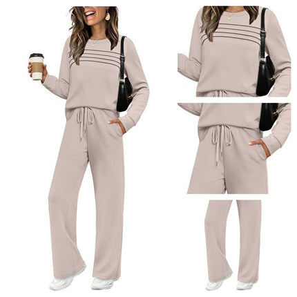 Women’s Comfort Lounge Outfit | 2-Piece Crewneck Top with Soft Pants
