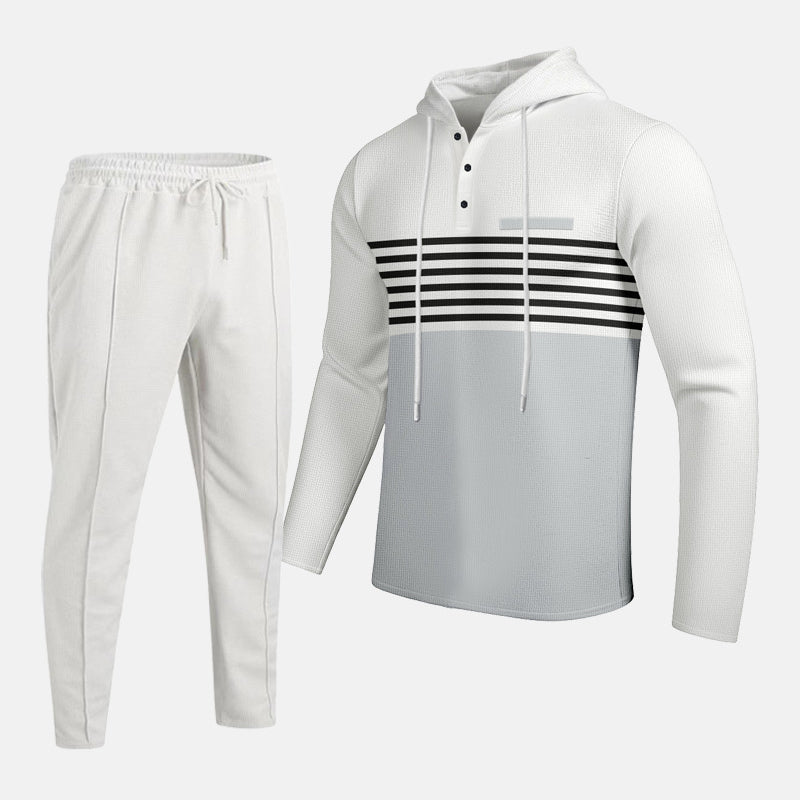 Men’s Color Block Tracksuit | 2-Piece Hoodie & Drawstring Jogger Set