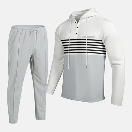 Men’s Color Block Tracksuit | 2-Piece Hoodie & Drawstring Jogger Set