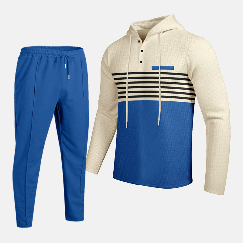 Men’s Color Block Tracksuit | 2-Piece Hoodie & Drawstring Jogger Set
