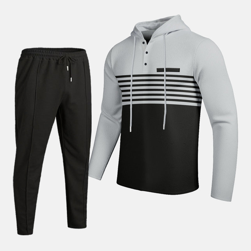 Men’s Color Block Tracksuit | 2-Piece Hoodie & Drawstring Jogger Set