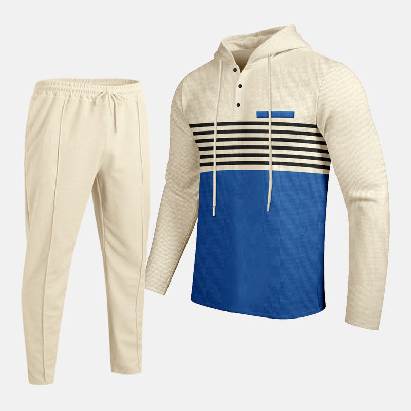 Men’s Color Block Tracksuit | 2-Piece Hoodie & Drawstring Jogger Set