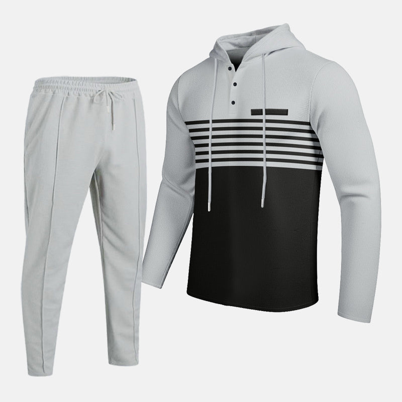 Men’s Color Block Tracksuit | 2-Piece Hoodie & Drawstring Jogger Set
