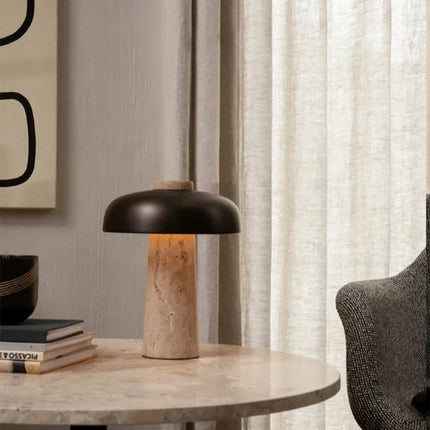 Travertine Table Lamp – Natural Stone Design with Soft Warm G9 Lighting