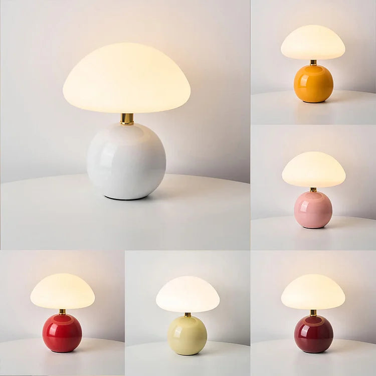 CremeLuxe – Fransk Mushroom Bordlampe med Blød Ambient Belysning