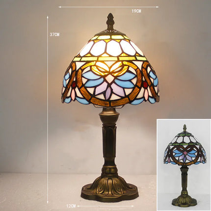 Tiffany Table Lamp – Stained Glass Design with Warm Lighting & Adjustable Gooseneck