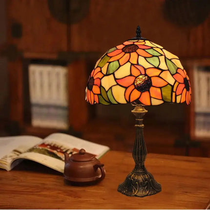 Tiffany Table Lamp – Stained Glass Design with Warm Lighting & Adjustable Gooseneck