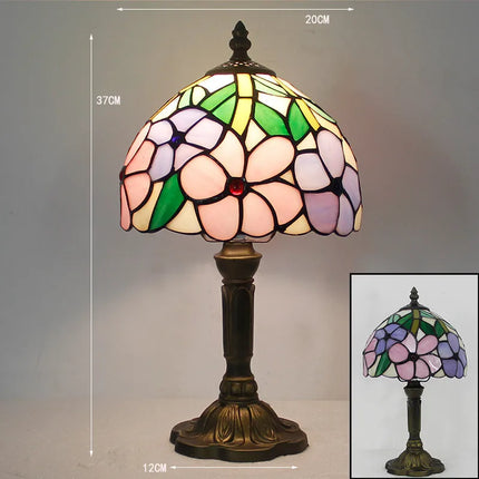 Tiffany Table Lamp – Stained Glass Design with Warm Lighting & Adjustable Gooseneck