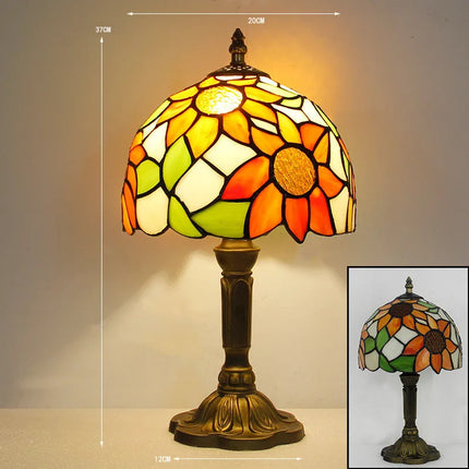 Tiffany Table Lamp – Stained Glass Design with Warm Lighting & Adjustable Gooseneck