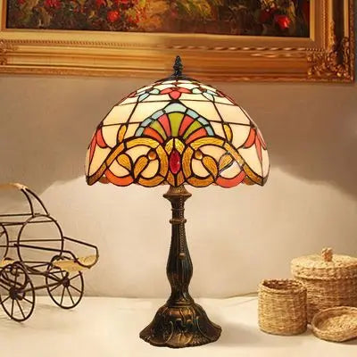 Tiffany Table Lamp – Stained Glass Design with Warm Lighting & Adjustable Gooseneck