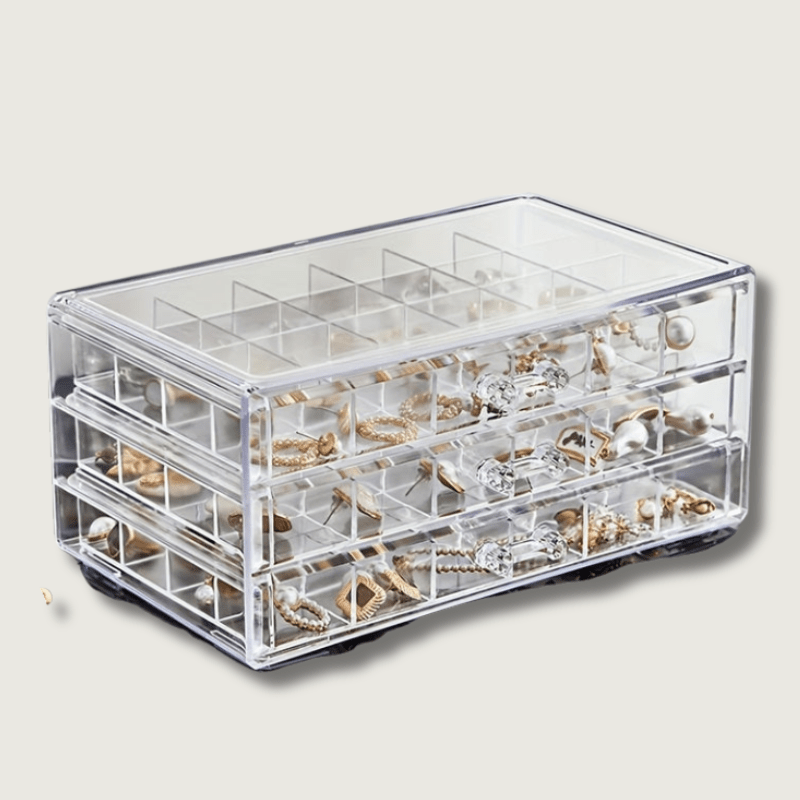 SparkleBox – 3-lags Smykkeorganisator med Opbevaring til Ringe og Øreringe